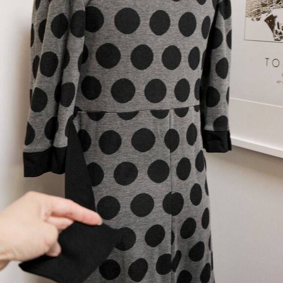 DAMZELS IN THIS DRESS Black & Grey Polka Dot Tie Waist Dress - Picture 5 of 8